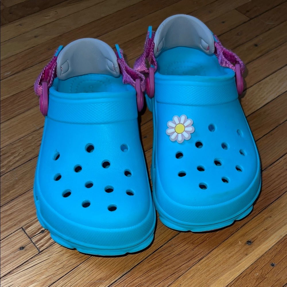 CROCS Blue and Pink with adjustable heel strap Size 12